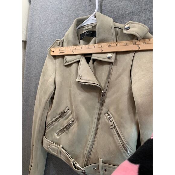 Zara Basic Faux Suede Jacket Womens Extra Small Brown Jacket - Picture 5 of 7